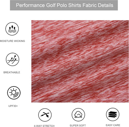 Mens Golf Shirt Moisture Wicking Quick-Dry Short Sleeve Casual Polo Shirts for Men