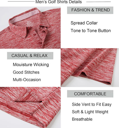 Mens Golf Shirt Moisture Wicking Quick-Dry Short Sleeve Casual Polo Shirts for Men